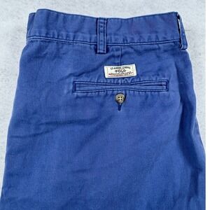 Polo Ralph Lauren Tyler Shorts Mens 40 Blue Cotton Chino Pleated Classic Fit